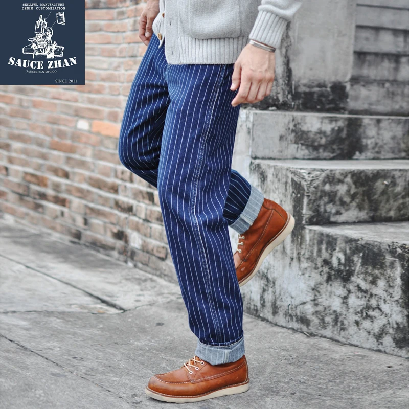 Wedding Job - Saucezhan Jeans a Rayas para Hombre,