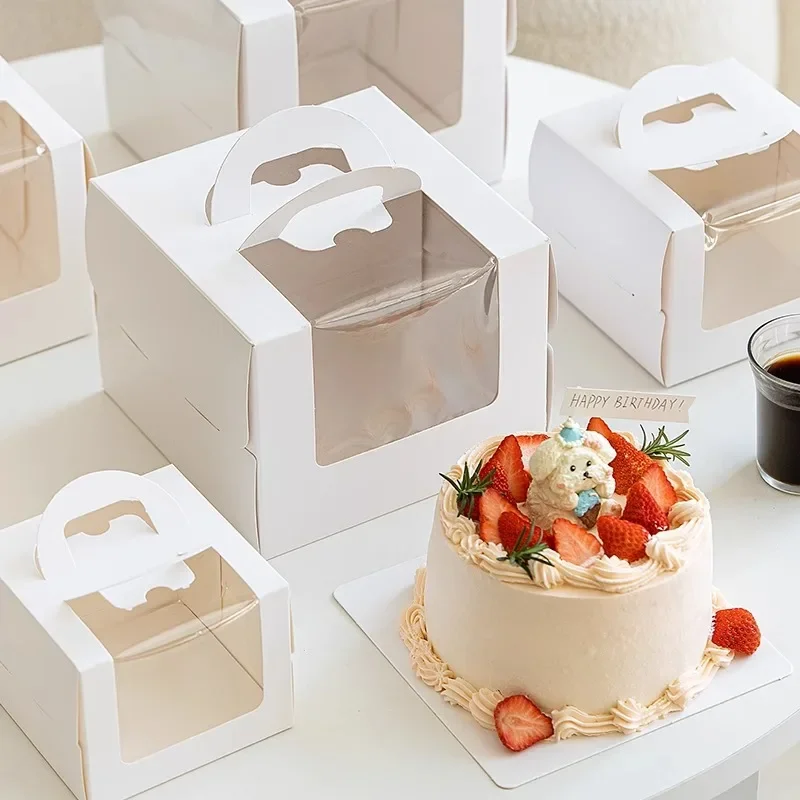 Wedding Supply.Box - Caja de pastel blanca con asa,