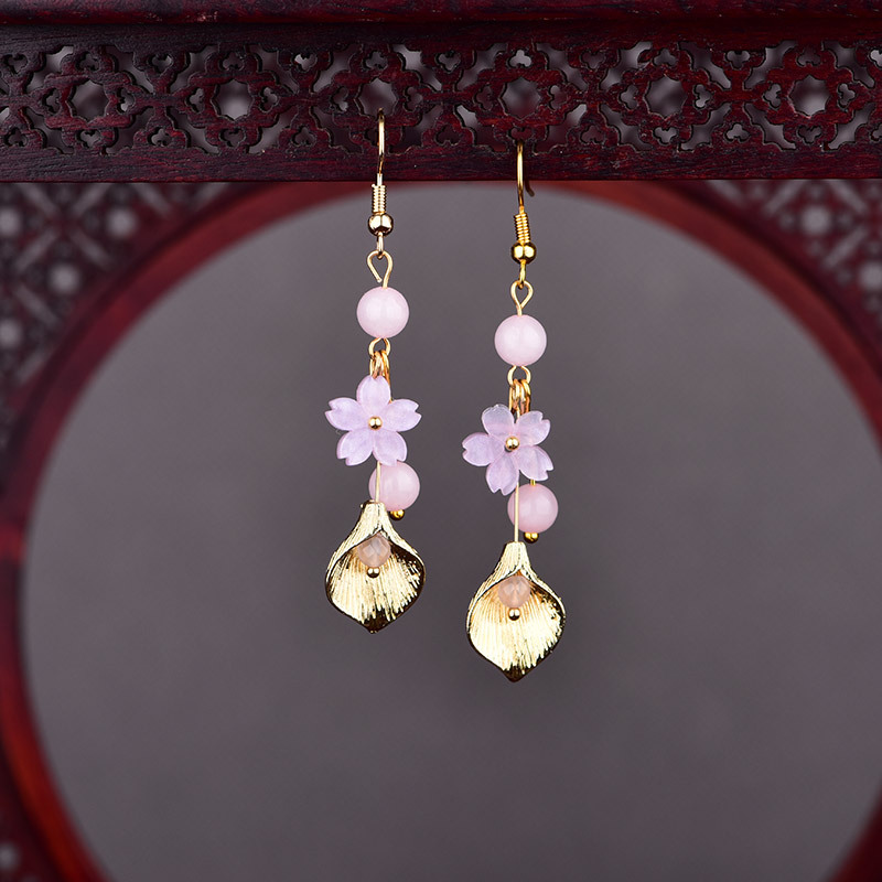 Wedding Yes - Pendientes de flores de Jade Natural